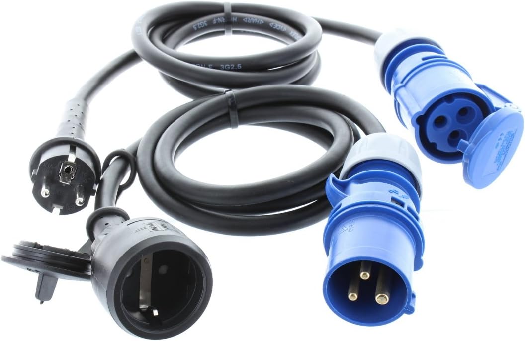 2er Spar-Set Campingstromadapter 16A CEE – Schuko 230V